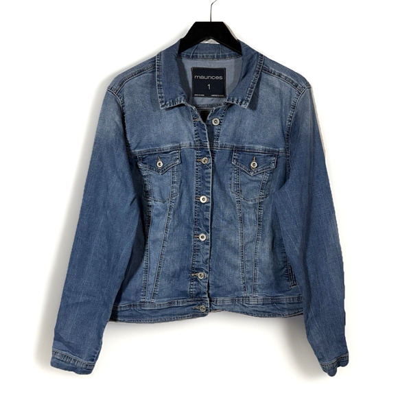 Maurice’s Jean Jacket Lightweight Stretch Plus Size 1 Blue Classic Western - Picture 1 of 15